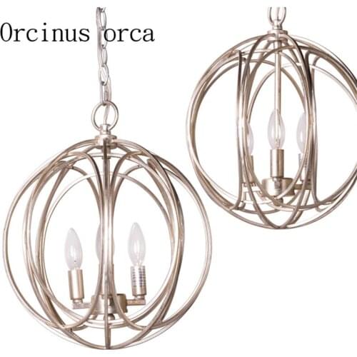 European style retro American village iron round birdcage chandelier bedroom restaurant creative art living room Chandelier