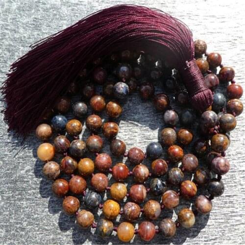 8mm 108 Picasso necklace knotted with tassels Mala Prayer Classic Buddhism Meditation Japa Spiritua