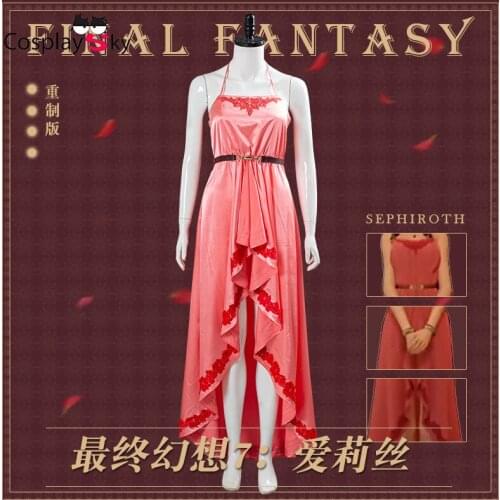 Anime Final Fantasy 7 Remake Aerith Gainsborough Bee Garden Motel Pink Dress Cosplay Costume Women Halloween FreeShipping 2020