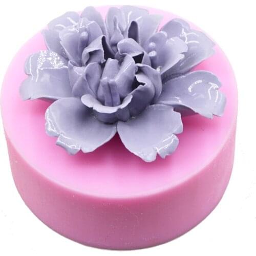 Beautiful Big Size 3D Peony Shape Handmade Soap Chocolate Cookies Silicone Mold Cake Decoration Silicone Molds