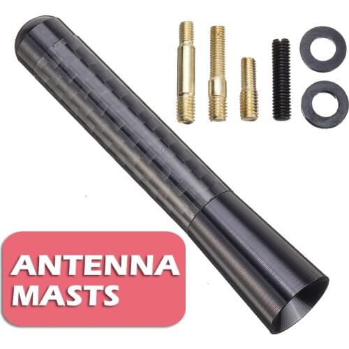 Mayitr 1pc 8cm Short Car Antenna Universal Black Carbon Fiber Radio FM Antenna with Screws Rings for Car Exterior Parts