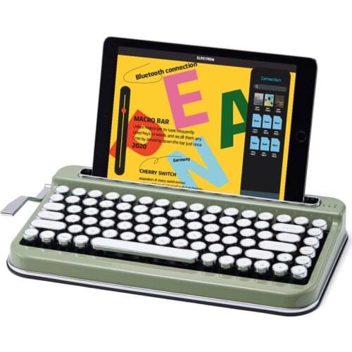 PENNA Retro Style Bluetooth Mechanical Keyboard Olive Green 85Key Cherry MX Swift Keyclick Steam Punk Tablet/Phone/PC/MAC/iPAD