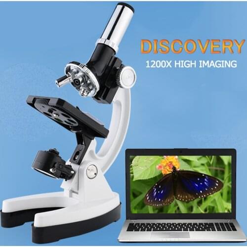 100X-1200X Microscope Set for Children Kids Students ABS Microscope Biology Biological Science Scientific Lab Magnifier