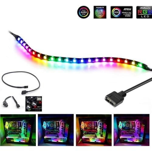 Addressable WS2812b LED Strip for PC, for ASUS Aura SYNC,MSI Mystic Light,GIGABYTE RGB Fusion2.0 5V 3Pin ARGB Header Motherboard