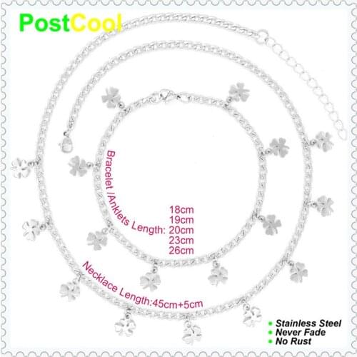 Clover Style Designs Fashion Jewelry Sets Choker Necklace/Bracelets/Anklets Material 100% Stainless Steel Never Fade DIY DAE