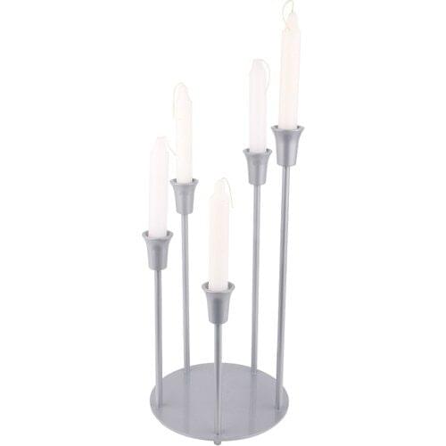 Mumsema Gift Decorative 5 Arm Candelabra & Candle Holder Set-Gray