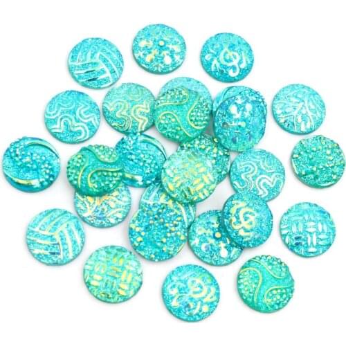 New New New 40pcs/Lot 12mm Blue Color Mix Random Fashion Style Flat back Resin Cabochons Fit 12mm Cameo Base Cabochons