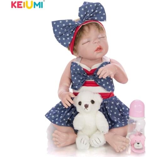 New Style 23 Inch Reborn Baby Full Silicone Body Sleeping Mohair Reborn Dolls Lovely Kids Playmates Baby Girl Christmas Gifts