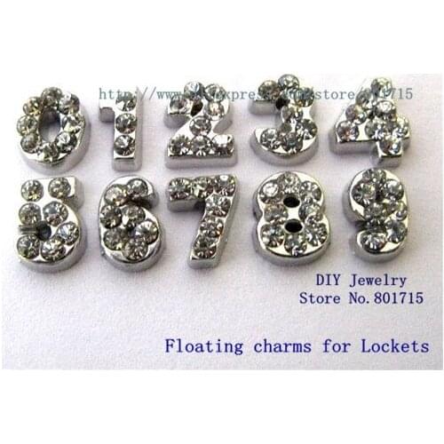 Floating locket memory charms numbers 10pcs 5-8mm for living memory floating locket as families friend gift ((no number 7 or 8 )