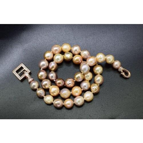 Freshwater Pearl reborn keshi PINK/PURPLE BAROQUE ROUND 8-11MM Necklace 45cm Wholesale for women xmas gift