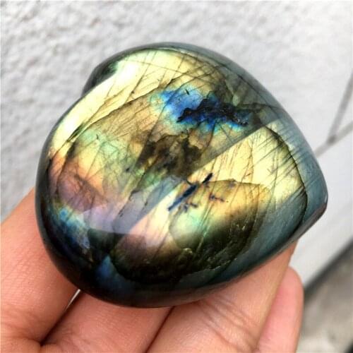 Natural Labradorite Heart Crystal Rough Polished Stone Healing Decoration Natural Stones and Minerals