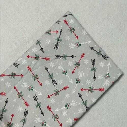 Merry Christmas Grey Snowflake Arrow Printed Cotton Fabric Patchwork Quilting Baby Cloth Dress Home Decoration 50x105cm
