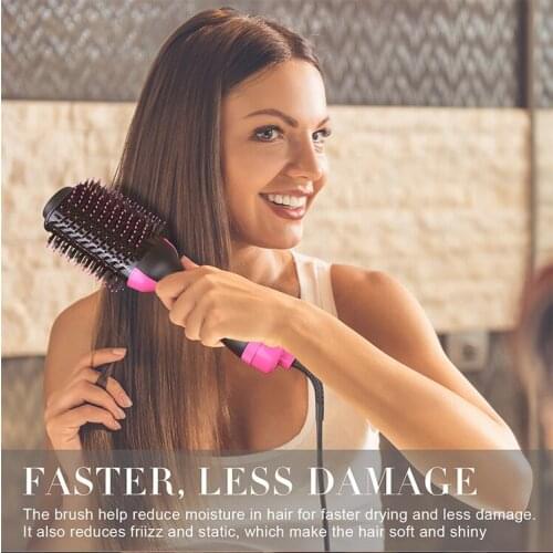 One Step dry Hair & Volumizer Salon Hot Air Paddle Styling Brush Negative Ion Generator Hair Straightener Curler