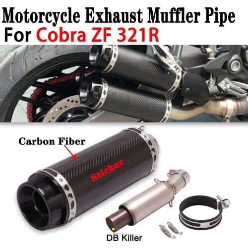 Slip on For Cobra ZF 321R Motorcycle Exhaust Escape Modified Carbon Fiber Muffler Escape Moto Middle Link Pipe With DB Killer