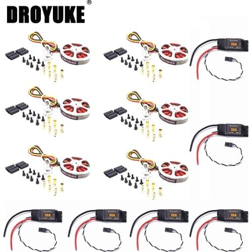 High quality 6Pcs 5010 360KV/750kv High Torque Brushless Motors + 6Pcs Brushess 30A ESC OPTO 2-6S for F550 ZD550 ZD850