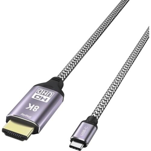 CableDeconn USB3.1 Thunderbolt 3 to HDMI 2.1 8K Cable 7680x4320 8K@30Hz 4K@120Hz UHD HDR High Speed 48Gbps 1.8m