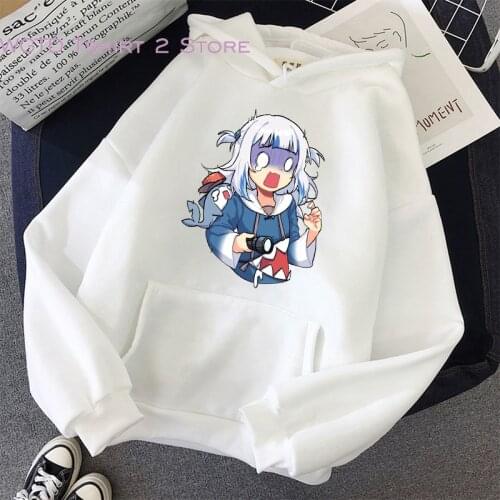 Funny Gawr Gura Graphic Hoodies 2021 Fashion Harajuku Sweatshirts Kawaii Clothes Casual Long Sleeve Pullover Hoodie Lounge Wear