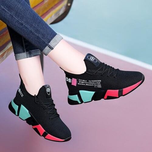 Womens sports shoes 2021 spring new sneakers Joker casual shoes students summer breathable running shoes flat bottom