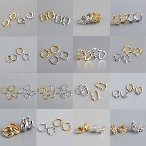 925 Sterling Silver Hoop Earrings For Women Minimalist Geometric Handmade Jewelry Wedding Valentines Day Accessories Gifts