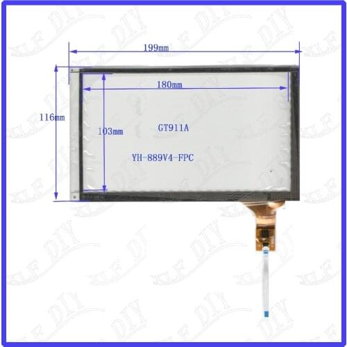 ZhiYuSun Freeshipping YH-889V4 199*116compatible 8inch Capacitive screen glass For GPS CAR 199mm*116mm GT911A
