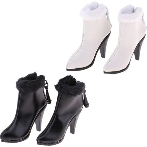 1/6 Scale PU Leather Female Shoes 12'' Action Figure High Heeled Ankle Boots