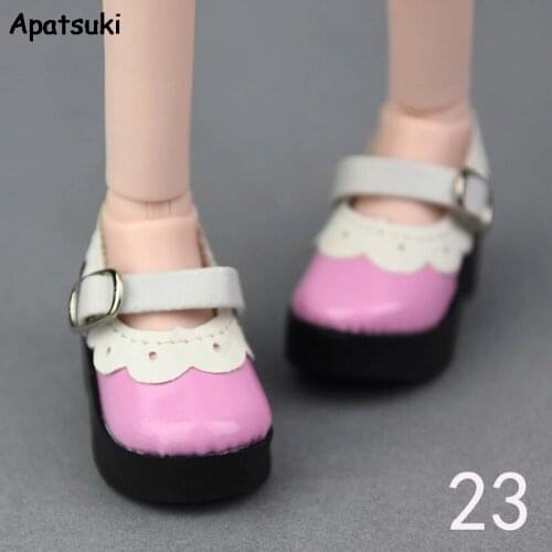 1pair 6*2.5cm Pink White Leather Fashion Shoes For 1/4 BJD Doll Shoes For 40-50cm XinYi Doll High-heel Shoes For Saron Dolls