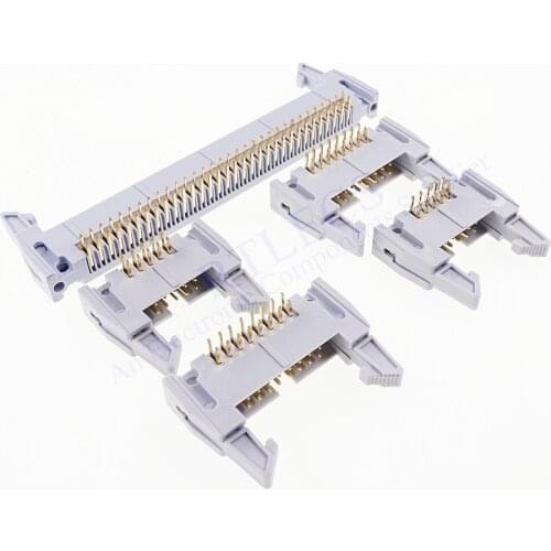 10pcs 2.54 mm 10 Pin 16 20 26 30 34 40 50 64 Pin Ejector Header Connector Male Latch Lock through hole Right Angle Solder DIP