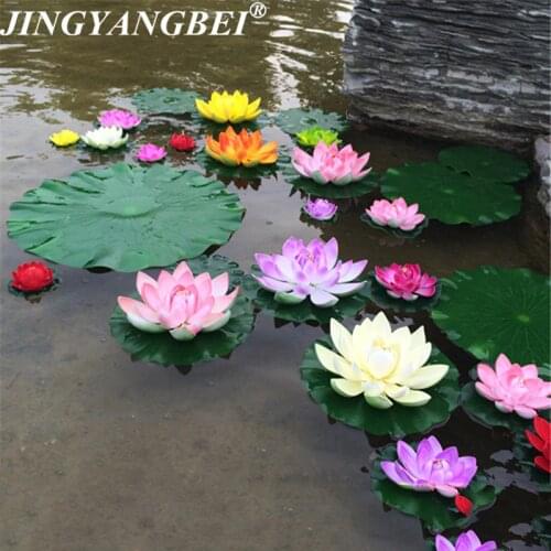 10PCS 17CM 10CMDecoration Garden Artificial False Foam Lotus Flowers Lotus Flower Water Lily Floating Pool Garden Plants Decorat