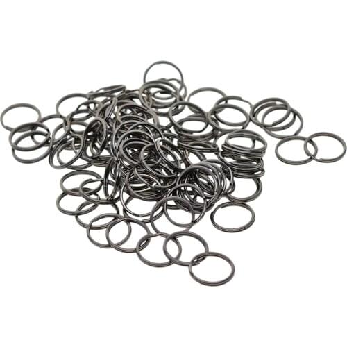 100 Pcs 18mm Round Key Chain Spare Split Key Rings Hematite Jet Black