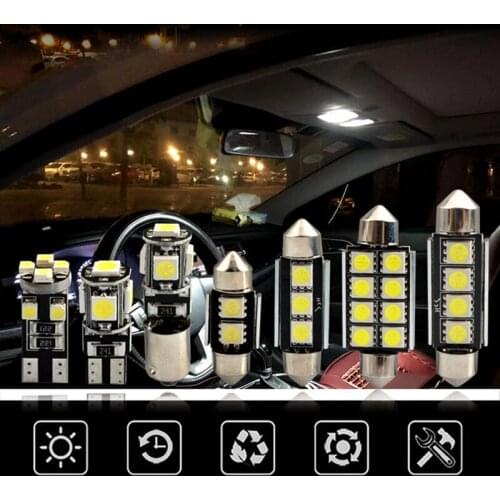 23Pcs/Set LED Car Interior Reading Light Auto Plate Lamp 6500K White Super Bright Double Point Light Auto Light Accessories