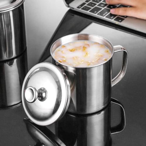 304 Stainless Steel Water Cup with Lid Milk Tea Coffee Mug Creative Coffeeware
