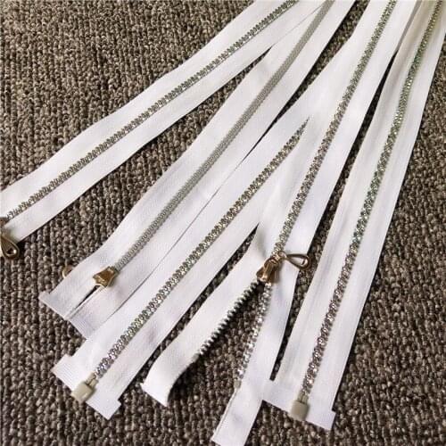 CNCRAFT 5pcs white color Shiny Nylon Resin Zippers Tailor Sewing Tools Clothing Accessories 60cm Length
