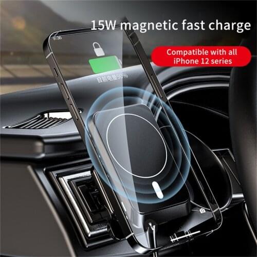 USLION 15W QI Wireless Car Charger Mount Air Vent Fast Charging Phone Holder For iPhone 12 12 Pro 12 Pro Max