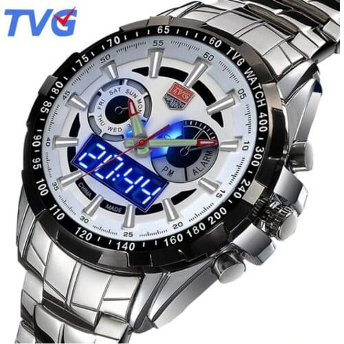Relogio masculino TVG Mens Watches Top Brand Luxury Dual Display Digital Analog Quartz Watch Men Military Army Sport Watches