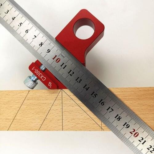 CX300-1 Woodworking 45 Degree Angle Scribe Carpenter Gauge Measurement Layout Universal Ruler Locator Adjustable Fixed