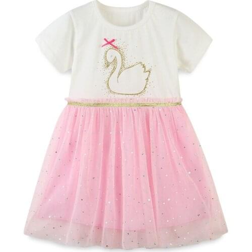 Jumping Meters New Toddler Summer Animals Party Costume Mesh Baby Princess Fashion Kids Birthday Dresses Childrens Clothing