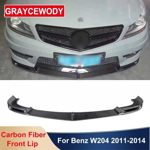 C63 AMG V-Style Real Carbon Fiber Material Front Lip Bumper Spoiler Diffuser For Mercedes Benz W204 C Class C63 AMG Car 2011-14
