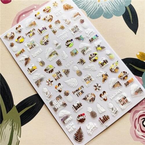 F-654 CA-286 Summer pineapple banana leaf 3D Back glue Nail decal Nail sticker Nail decoration Nail art Nail tool Nail ornament