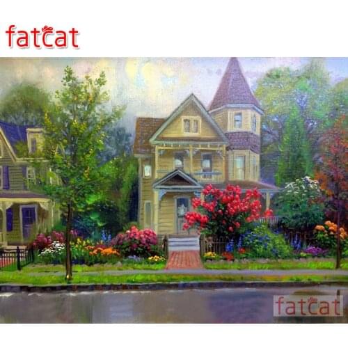 FATCAT Abstract house landscape 5d diy diamond painting full square round drill diamond embroidery sale mosaic decoration AE2496