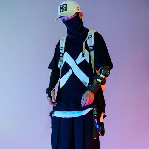 Hip Hop Japan T-shirt Men Summer Cool Tshirt Streetwear Casual Loose Black Punk T Shirts Fashion High Street T Shirt Tops Male