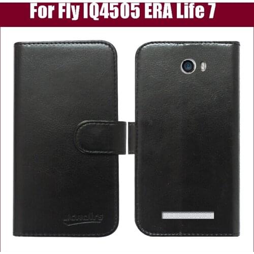 Hot! Fly IQ4505 Case New Arrival 6 Colors High Quality Flip Leather Protective Cover For Fly IQ4505 ERA Life 7 Quad Phone Case
