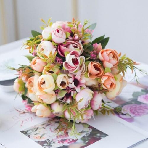 Artificial Flowers Beautiful Roses for Home Wedding Party Decorations High Quality Autumn Bouquet Mousse Peony Silk Flower