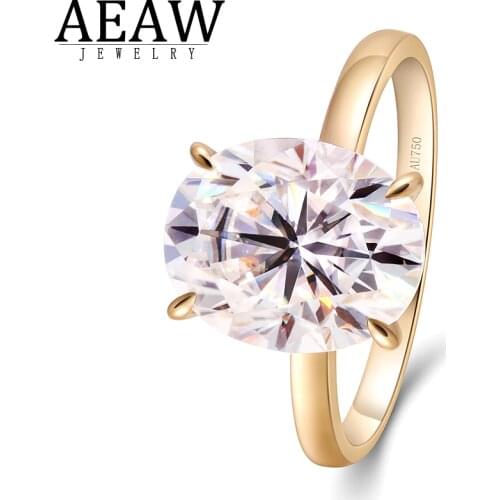 3.0 carat 8X10 mm DE Color VVS1 Oval Cut Moissanite Engagement Ring 14K Real Yellow Gold Test Positive Certificated
