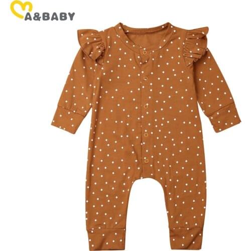 Ma&Baby 0-18M Autumn Spring Newborn Infant Baby Girls Ruffles Romper Long Sleeve Jumpsuit Dot Print Baby Girl Clothes
