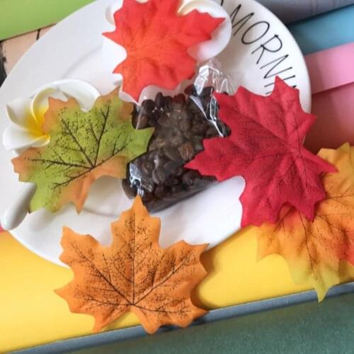 Compact 100Pcs/Bag Useful Multifunctional Simulation Leaves DIY Materials Fabric Faux Maple Leaves DIY for Handicarft