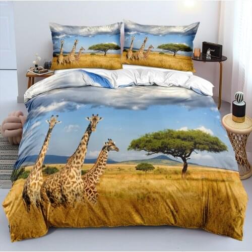 Giraffe Bedding Set 3D White Quilt Cover Set Animal Comforter Covers Pillow Covers Full Double Single Twin Queen Size 160*200cm
