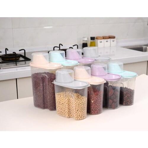 1.9L/2.5L Flour Bottle Keep Fresh Refrigerator Capacity Lids Multigrain PP Grains Kitchen Sealed Food Storage Container Box Cans