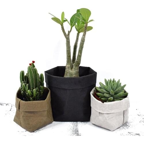 Creative Flower Pot Kraft Paper Washable Plants Vegetable Grow Bag Succulent Planter Flowerpot Desktop Organizer Storage Bag 35