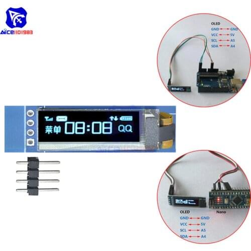 Diymore 0.91 inch 128x32 OLED LCD Display Module 4 Pin LCD Module SSD1306 Driver IIC I2C Interface for Arduino Raspberry PI