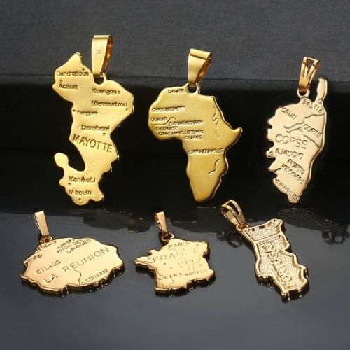 Mens Womens Map Shape Pendant Champagne Yellow Gold Pendant Fashion Woman Jewelry Accessories Gifts Dropshipping Wholesale GPP03
